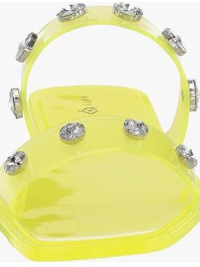 NWT Jessica Simpson Kassime Neon Yellow Jelly Rhinestone Slide Sandals